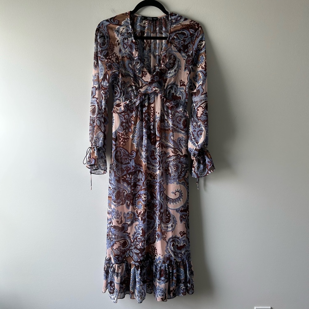 Mango paisley printed long sleeve maxi dress